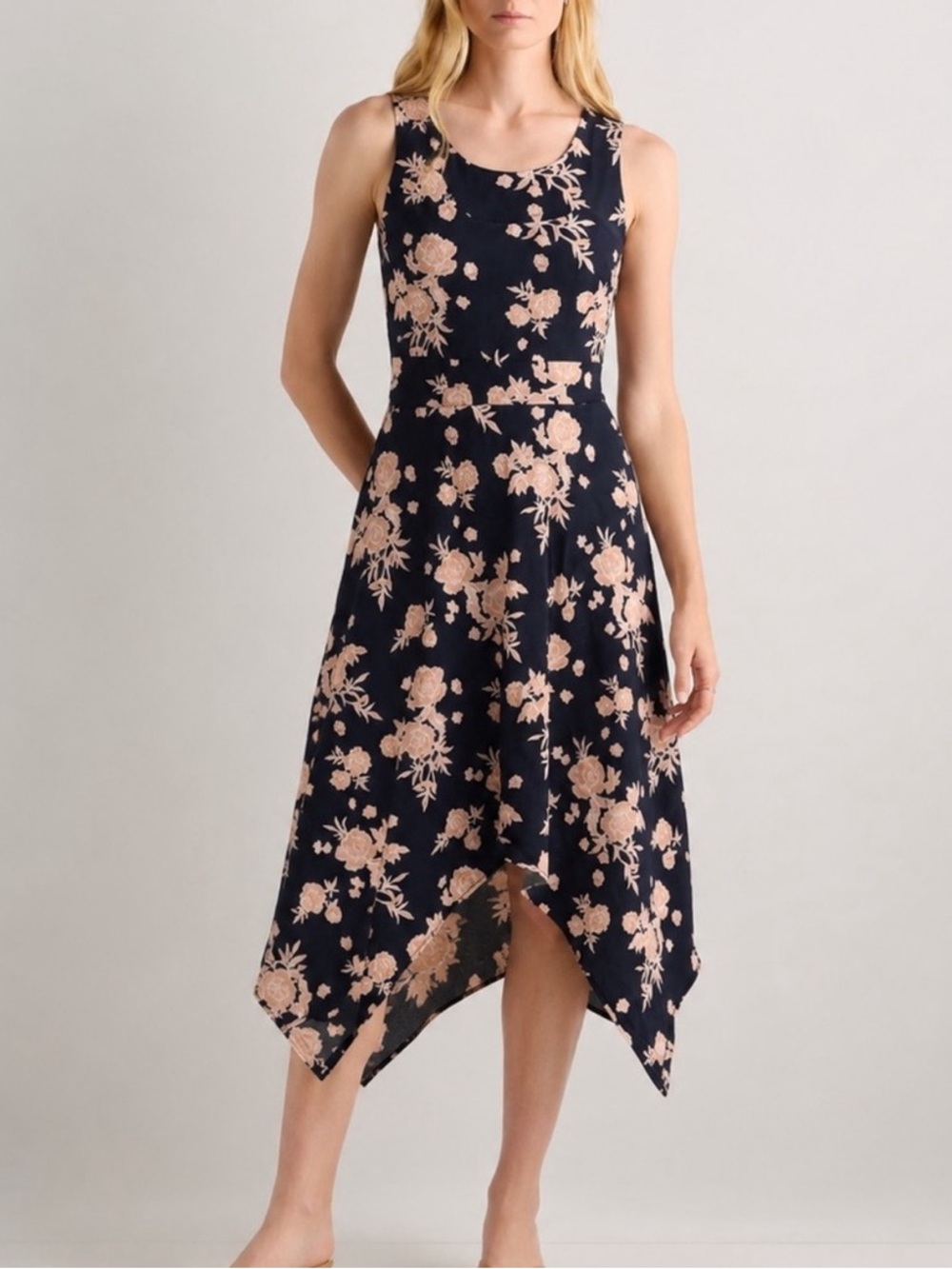 Pact Twilight Flora! Asymmetrical Fit & Flare Midi Dress Casual organic cotton M